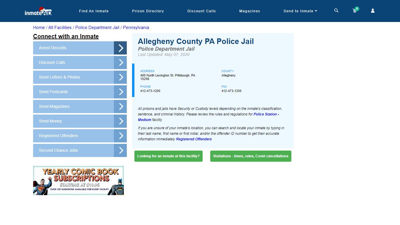 Allegheny County PA Police Jail & Inmate Search - Pittsburgh, PA